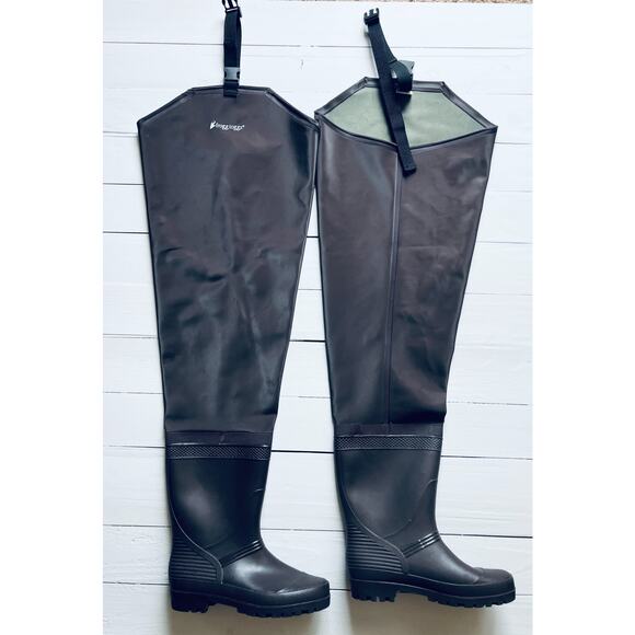 Men's Frogg Toggs Rana II PVC Lug Sole Hip Waders, Size 10, Brown - Picture 1 of 3